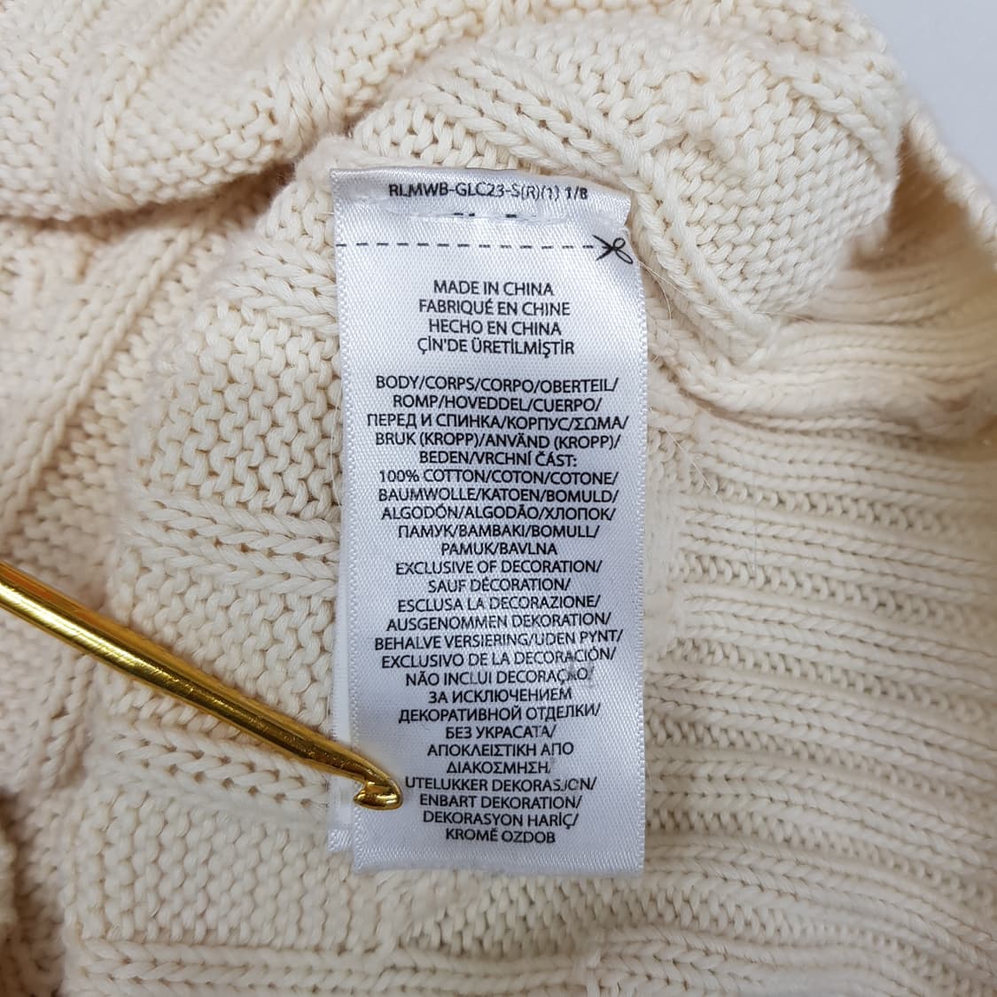 폴로 랄프로렌  피마코튼 케이블 브이넥 니트 xs사이즈 상품이미지7