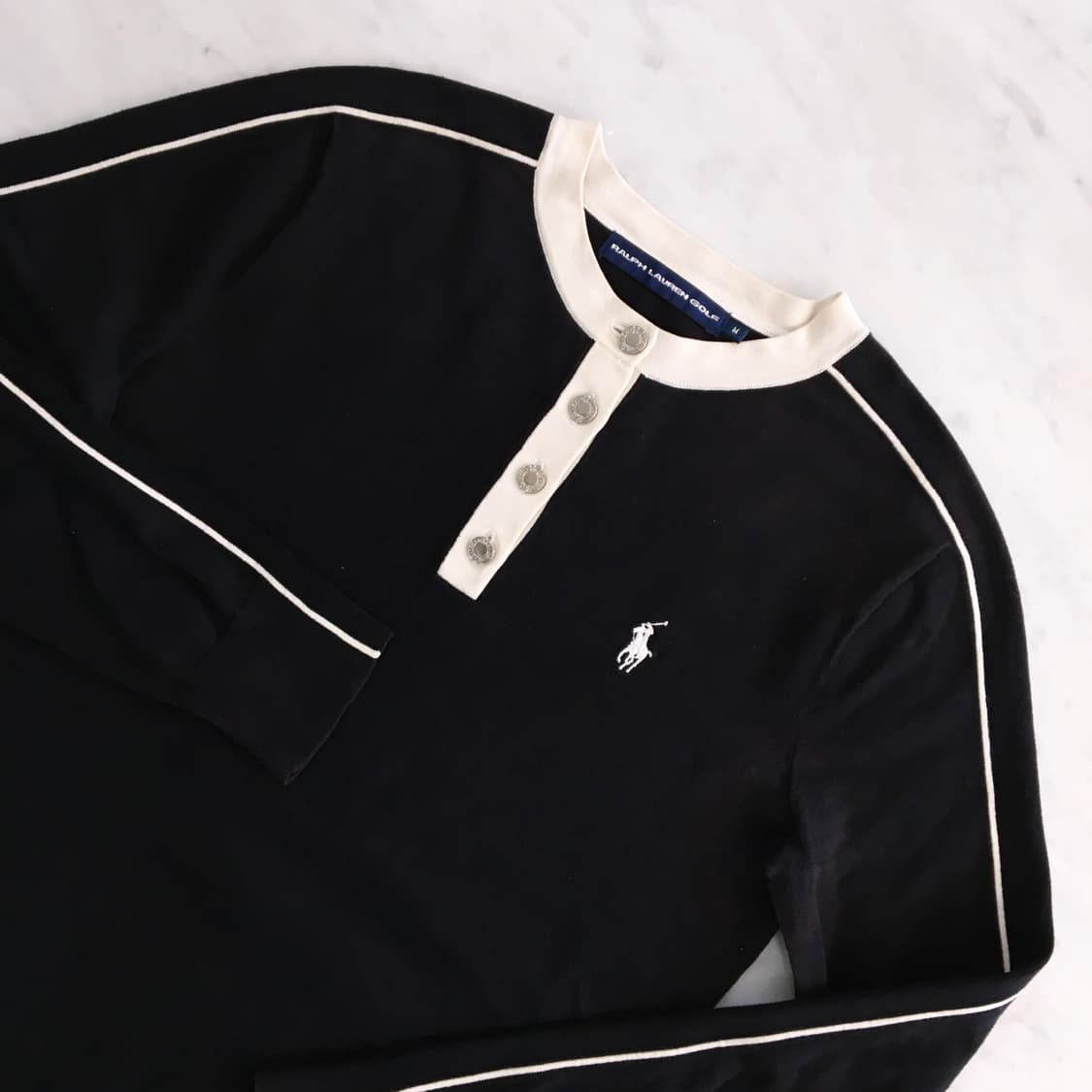 블랙 삥불 헨리넥 긴팔 티 여성 44 55 상품이미지2