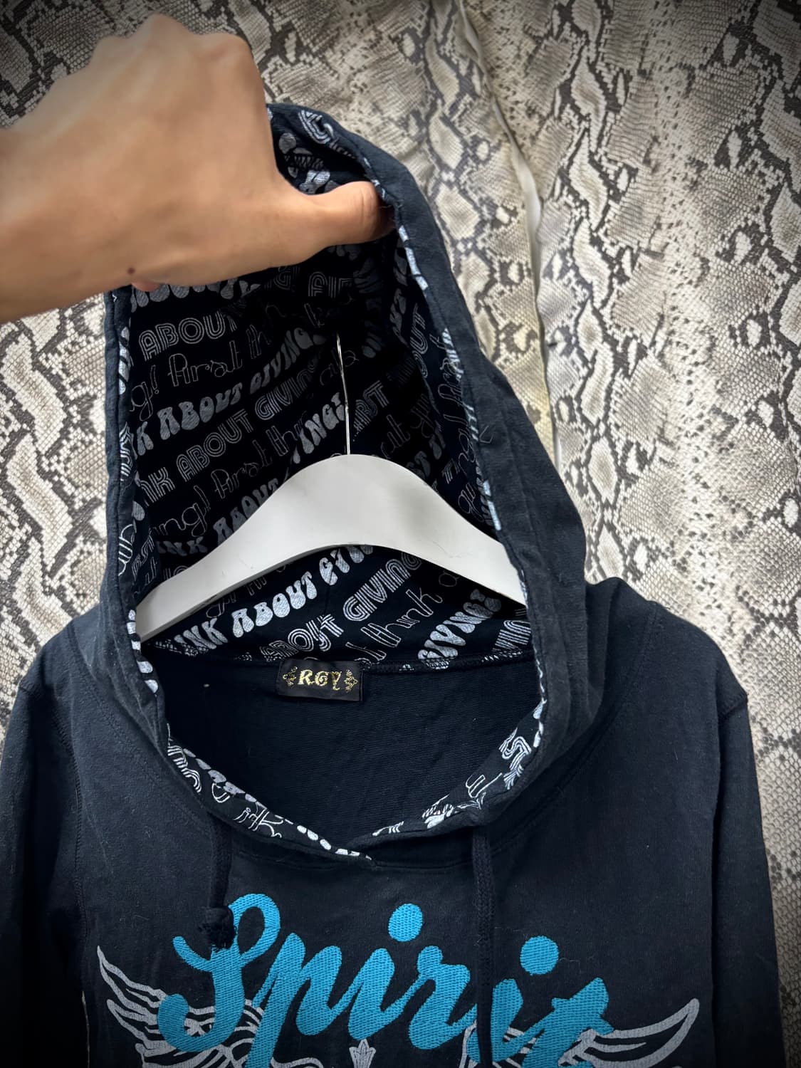 [00‘s] Wings&Cross Print Hoodie Sleeve 상품이미지4