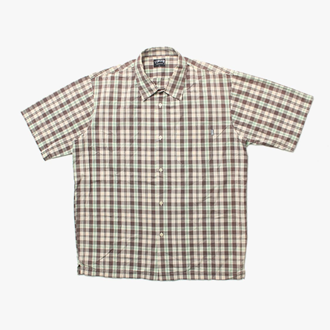  STUSSY "Beige Check Half Shirts" 상품이미지1