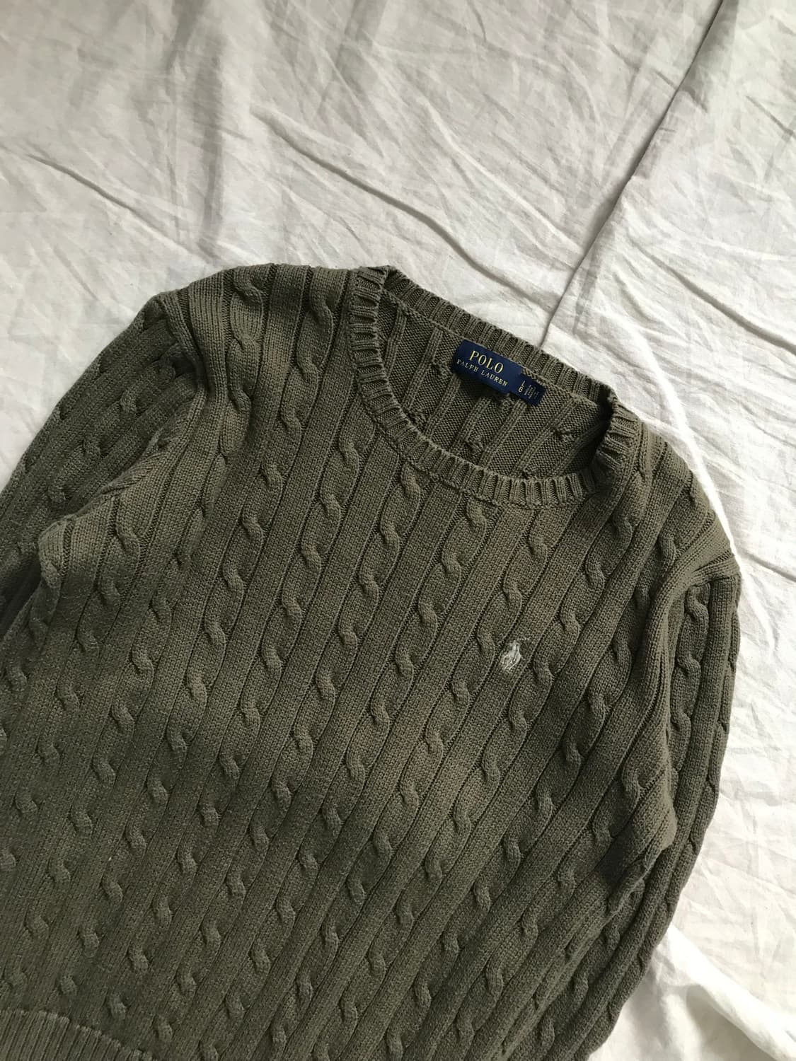 폴로 랄프로렌 포니 로고 카키 케이블 니트 상품이미지6