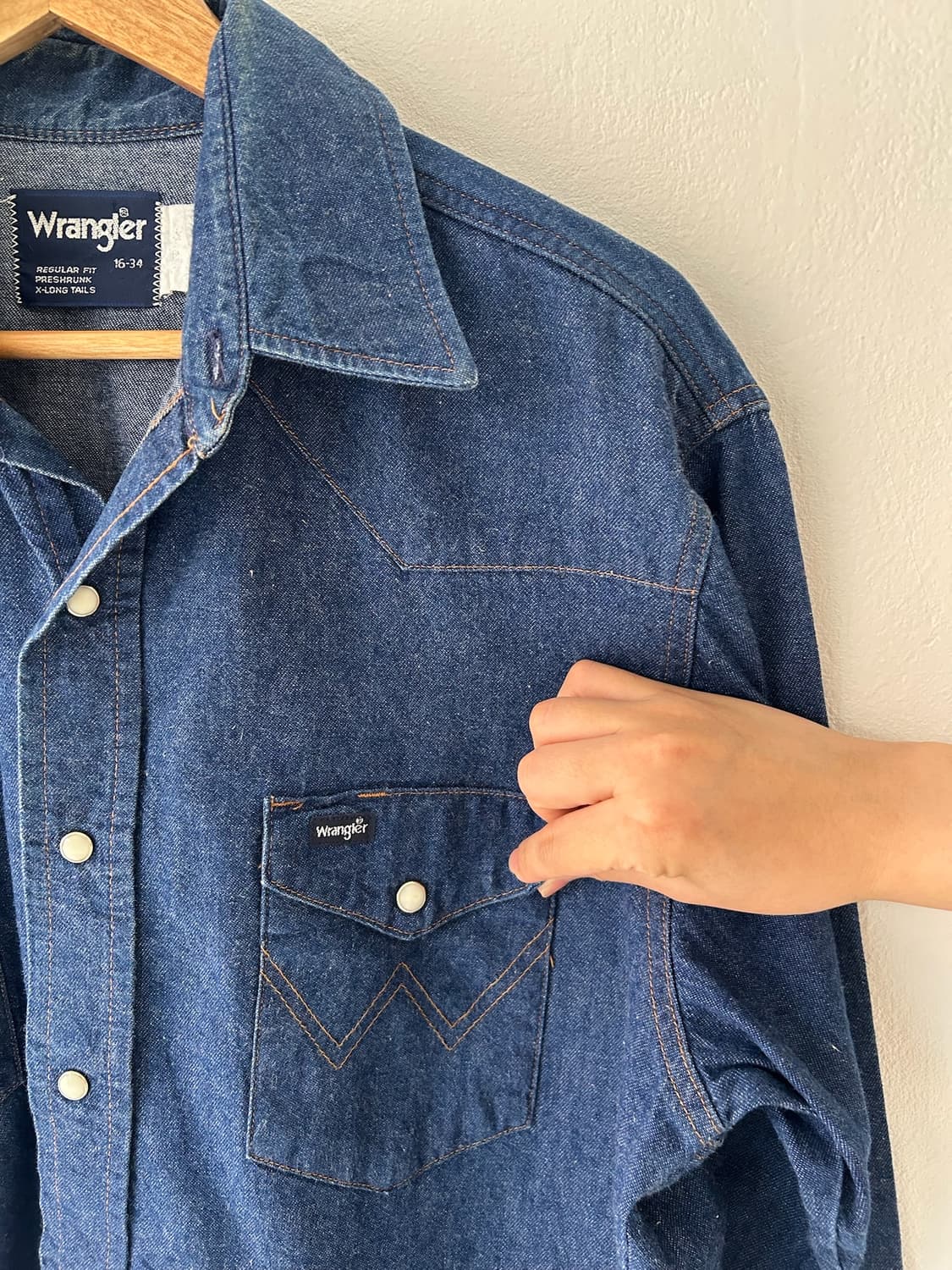 90s vtg WRangler Denim Western shirt. 상품이미지3