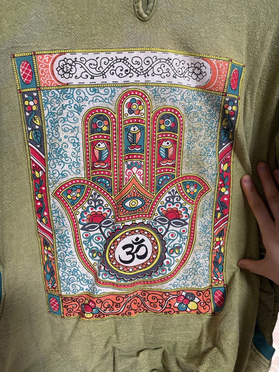 빈티지 히피 함사 옴 후드티 상품이미지2