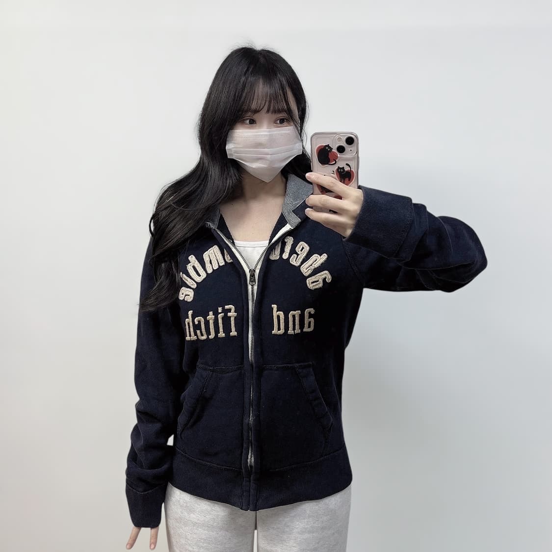 아베크롬비 아치 로고 후드집업 네이비 상품이미지1