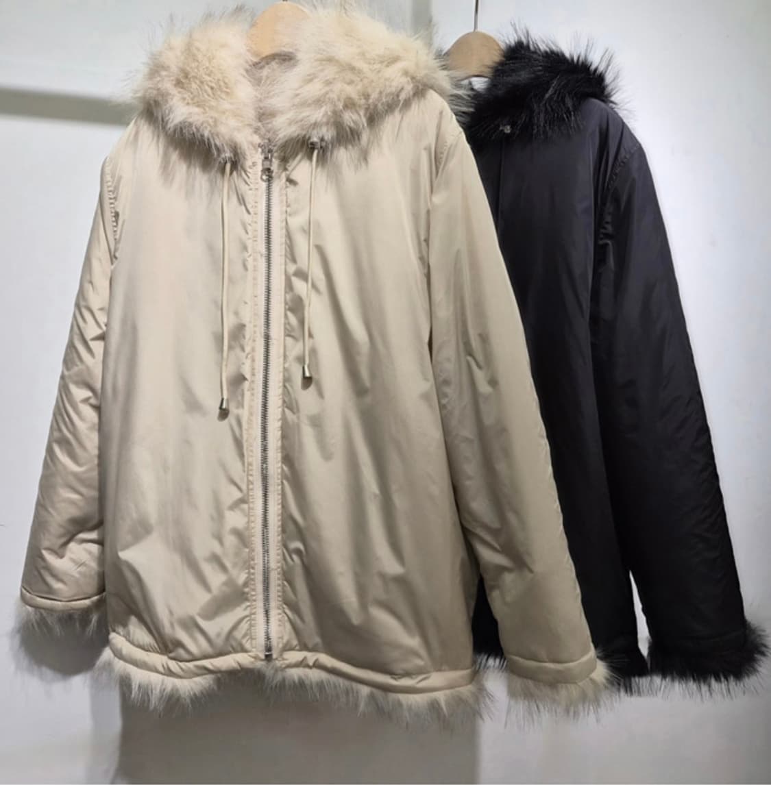 올슨 후드 퍼 자켓 (블랙,리버시블) 상품이미지8