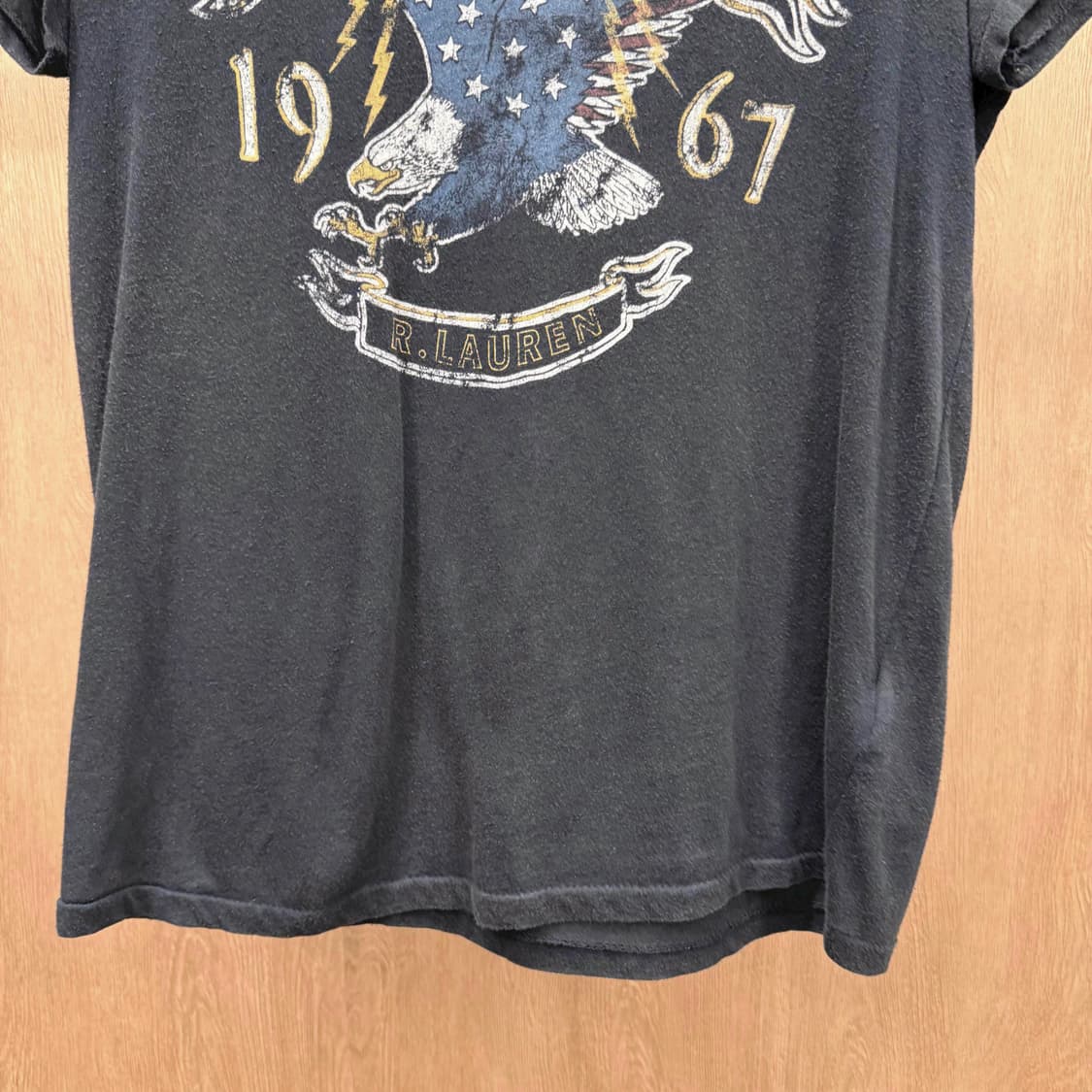 데님 앤 서플라이 반팔 티셔츠 독수리 그래픽 프린트 워싱 디테일 블랙 상품이미지5