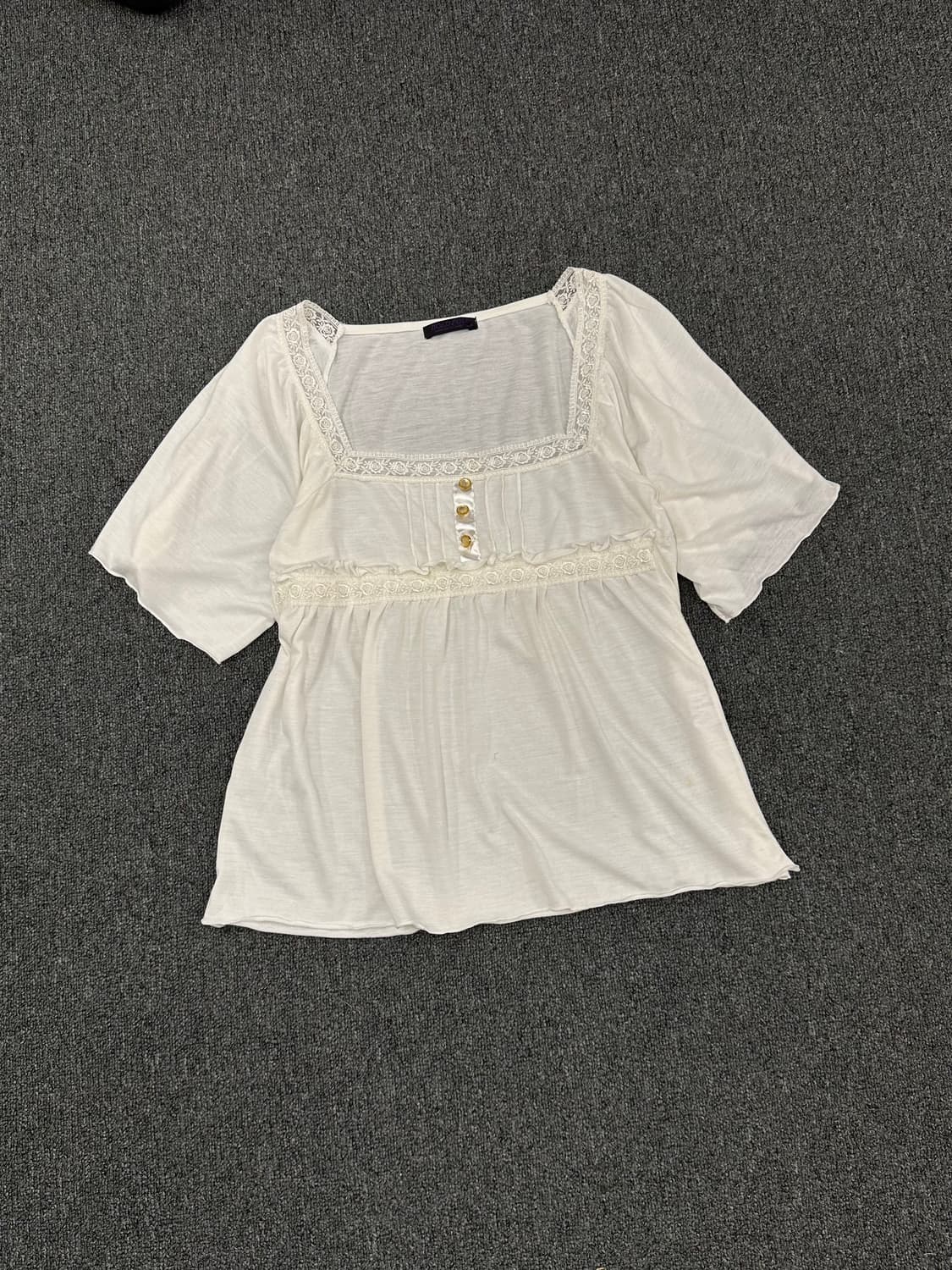 M)Japanese vintage 화이트 스퀘어넥 블라우스 상품이미지1