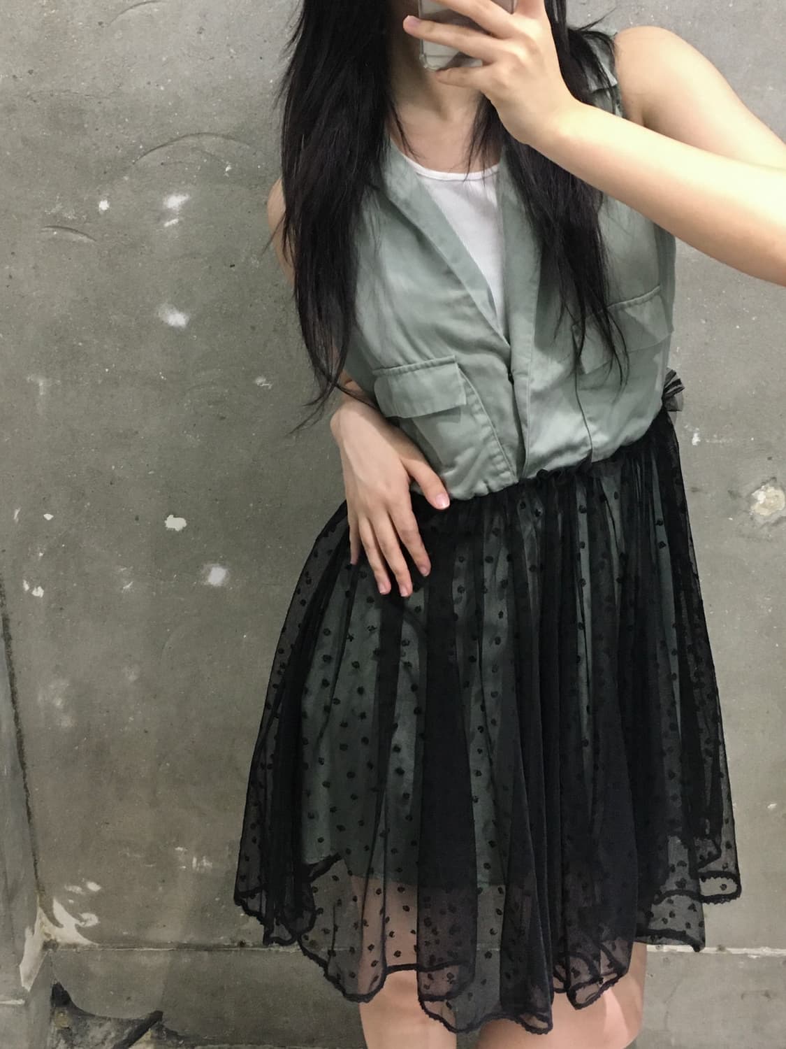Diesel 디젤 카키그린 레이스 슬리블리스 원피스 상품이미지1