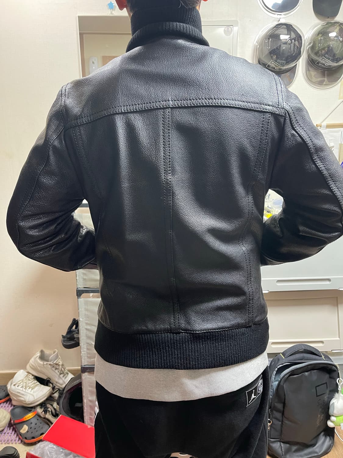 돌체앤가바나 블랙 가죽 봄버 자켓 상품이미지6