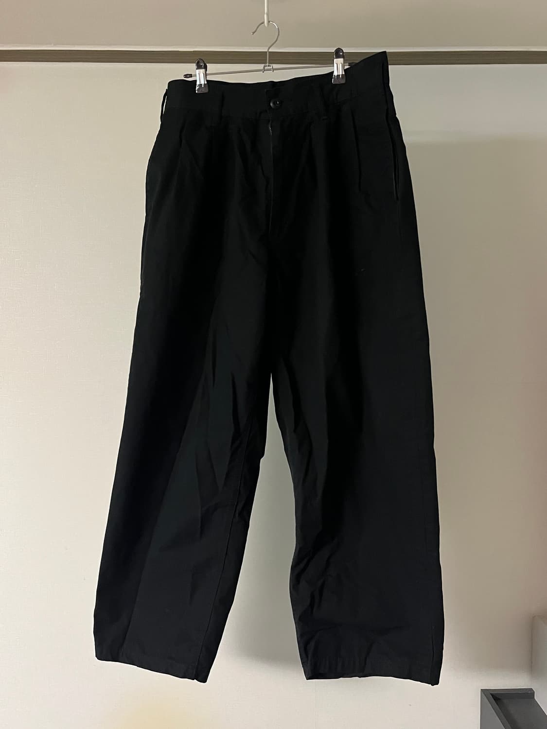 요지야마모토 블랙스캔달 립스탑 와이드 코튼 팬츠 상품이미지1