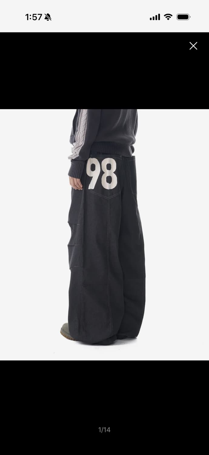 아캄 98 Printed Knee Pin-tuck Denim Pants  상품이미지1