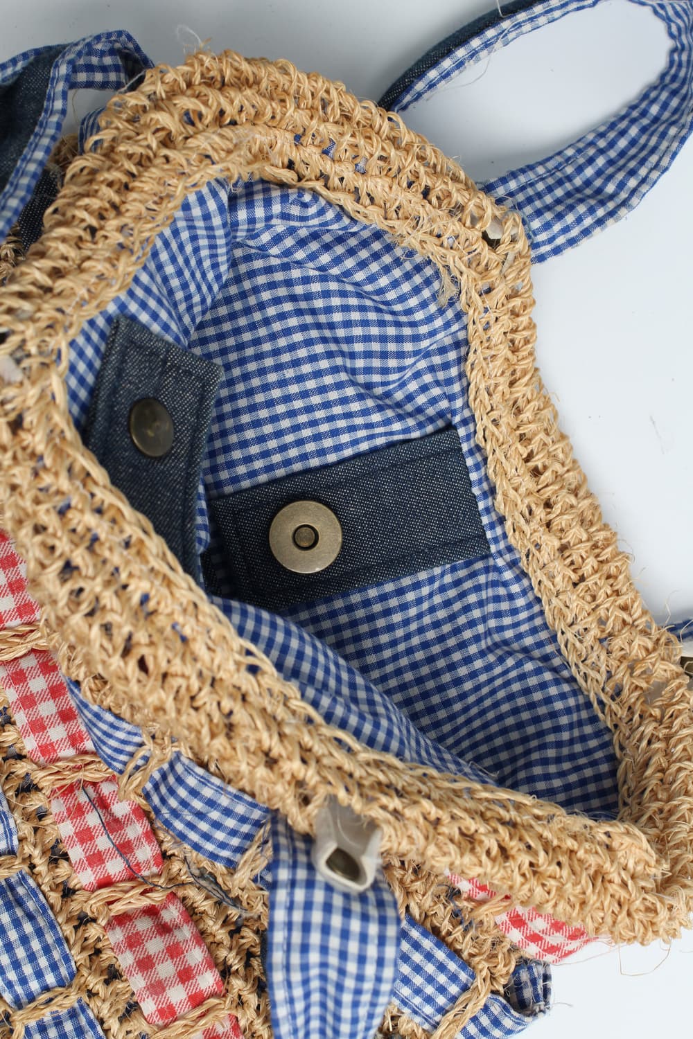  Rafia Weaving Gingham tote bag 상품이미지5