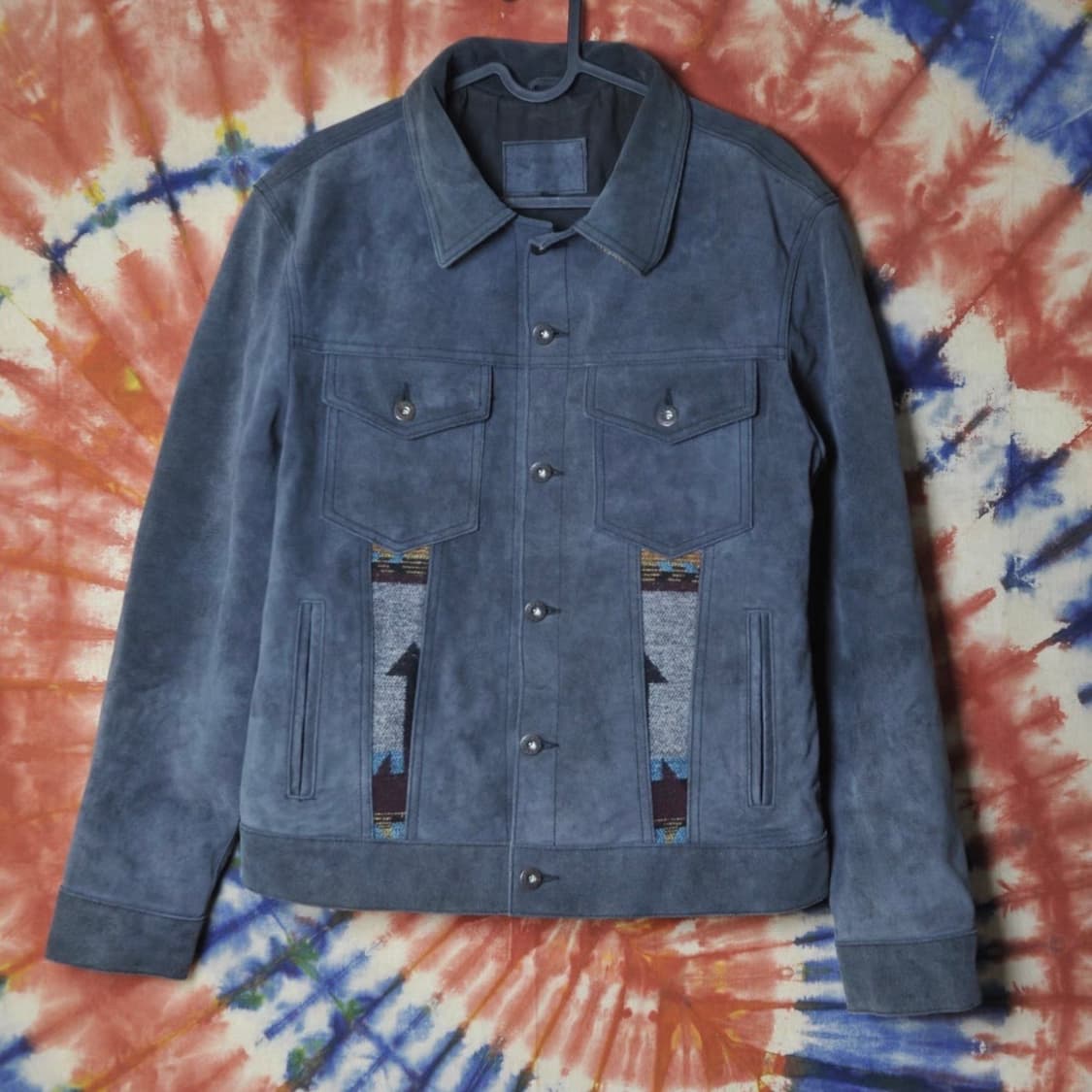 나바호 패턴 스웨이드 카우하이드 레더 자켓 상품이미지1