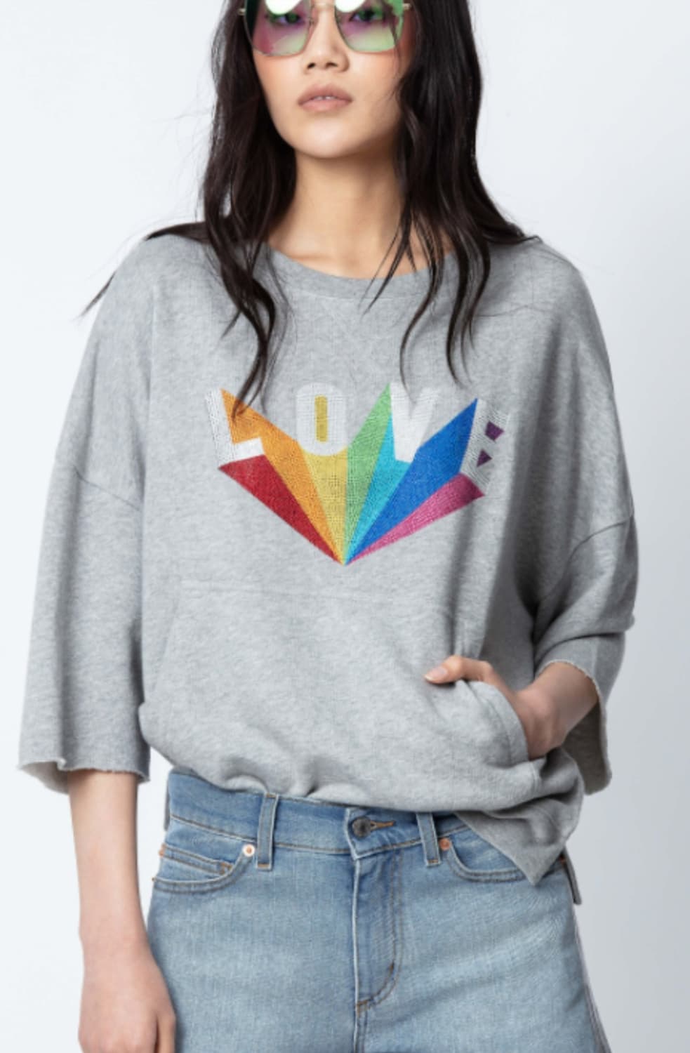 ZADIG&VOLTAIRE 그레이 레인보우 LOve 맨투맨 상품이미지1