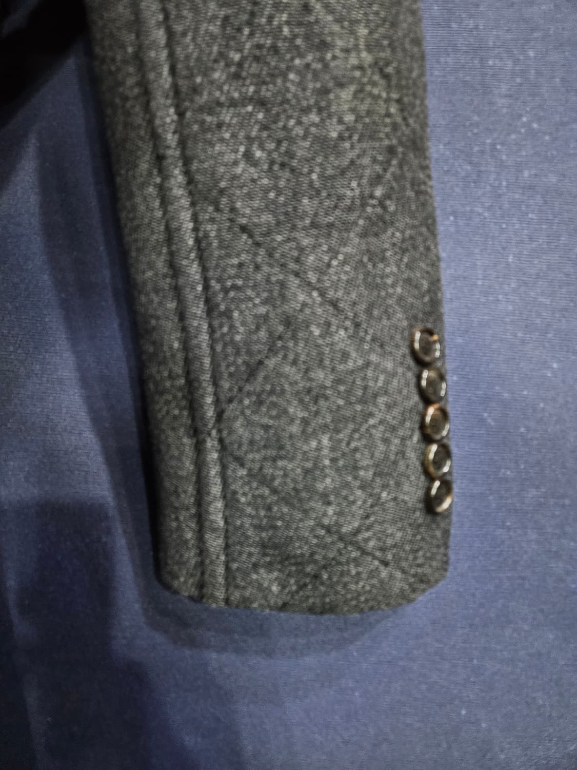 솔리드옴므 우영미 멜란지 그레이 남성 슬림핏 95 더블 하프코트  상품이미지5