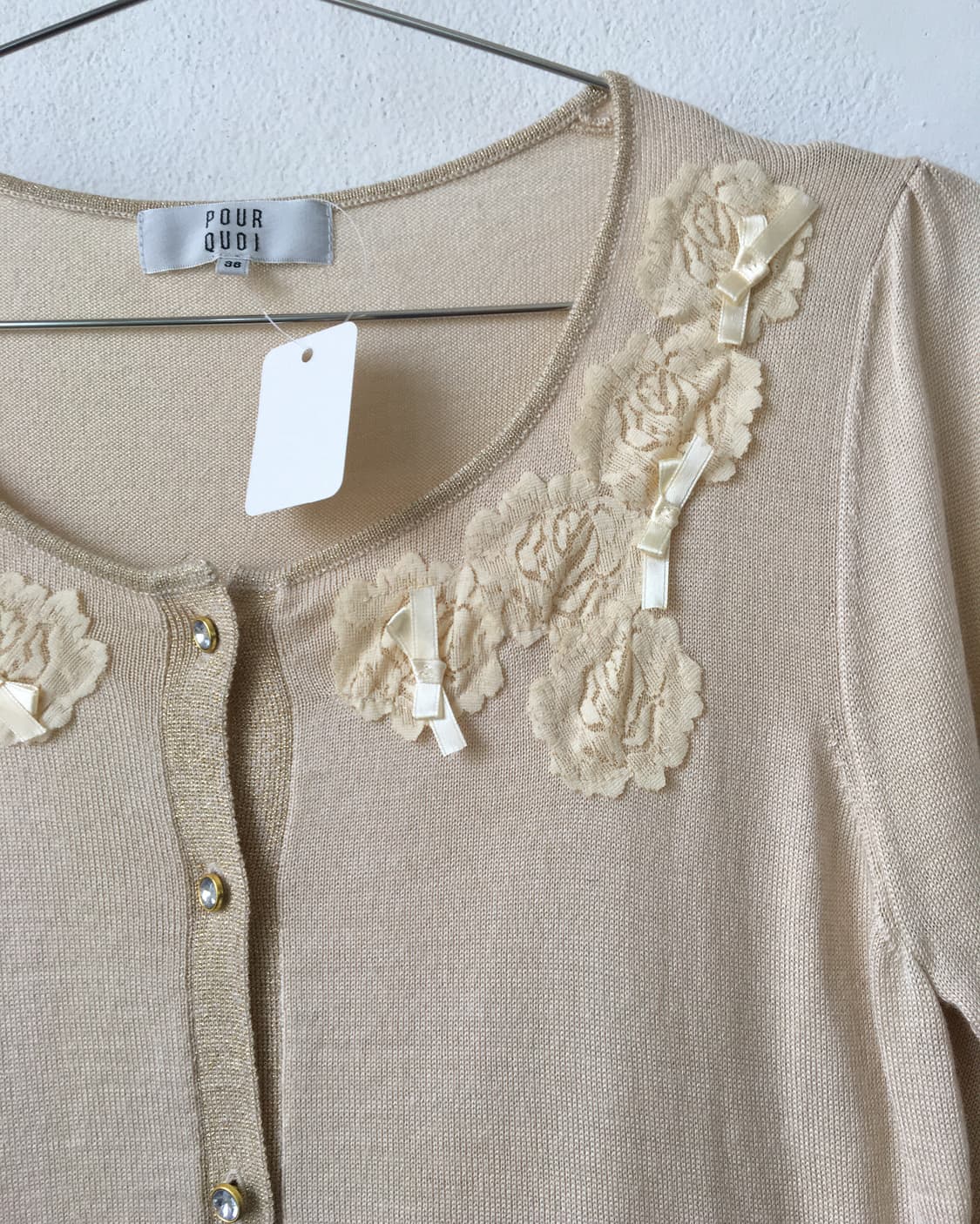 Flower patch point knit cardigan 상품이미지5