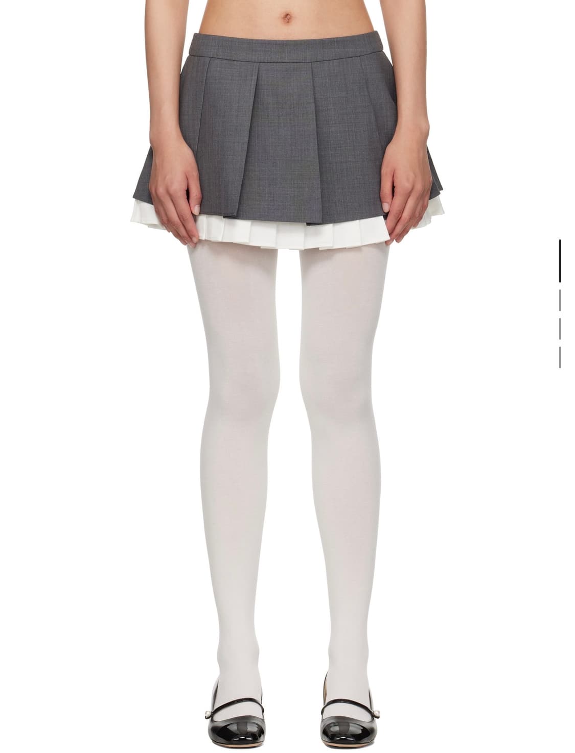 슈슈통 그레이 러플 플리츠 미니 스커트 uk8 26 상품이미지1