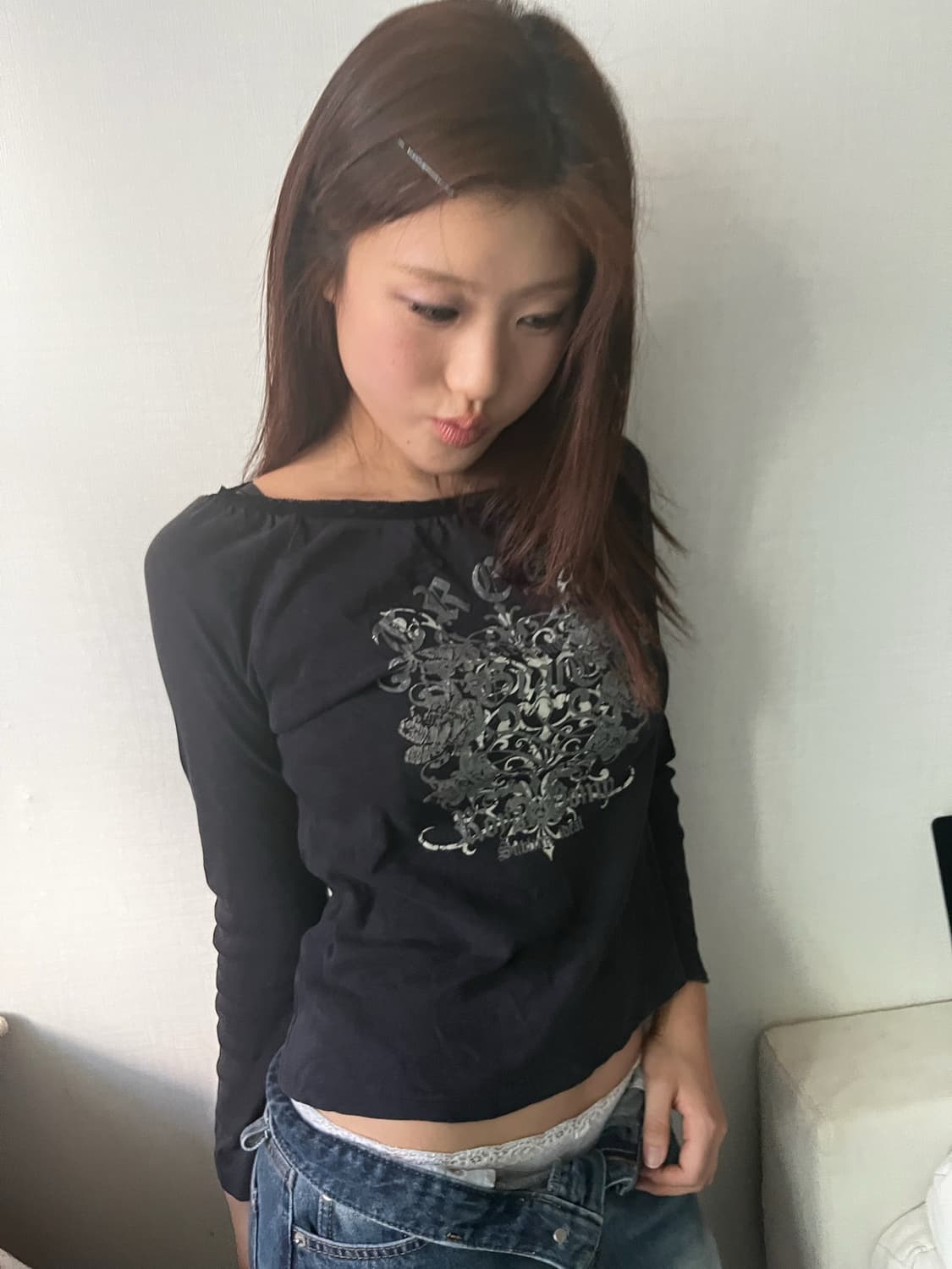 y2k vintage sliver printing top 상품이미지3