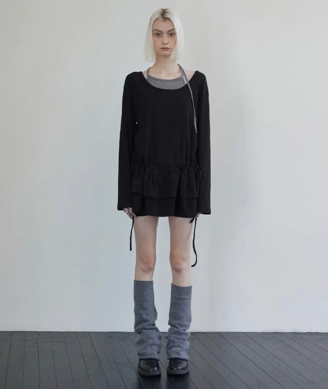 렌세 Frill Layered Long Sleeve Black 롱슬리브 상품이미지1