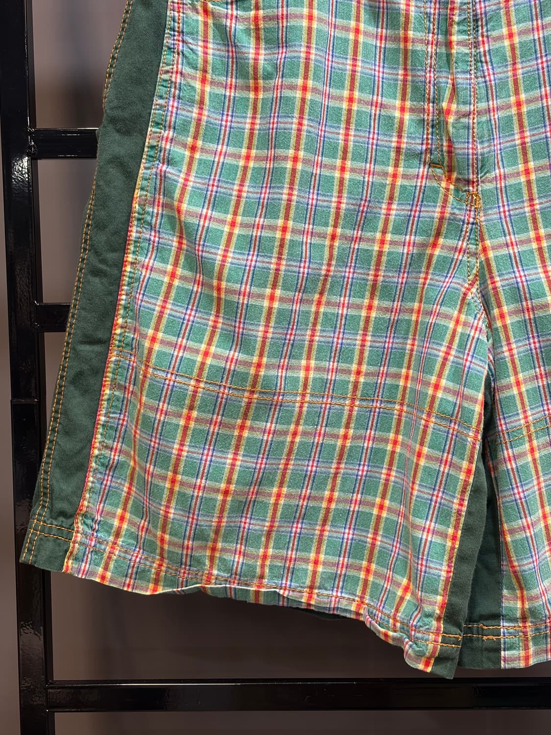 [M] 오일릴리 빈티지 체크 배색 반바지 그린 멀티 쇼츠 4.5 상품이미지4