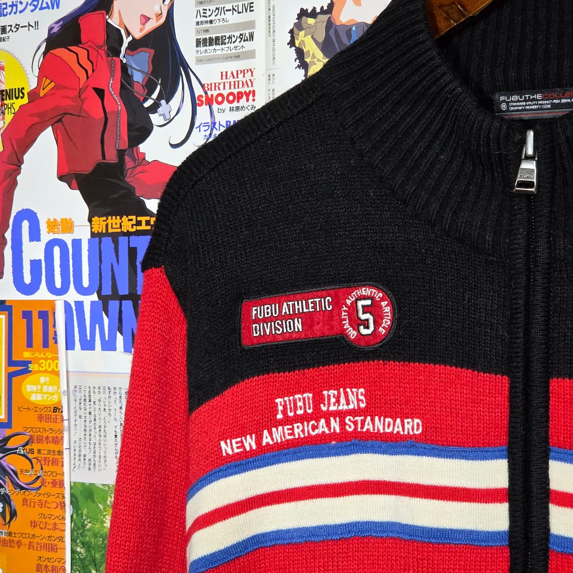 후부 레이싱 패치 투웨이 니트 집업 상품이미지3