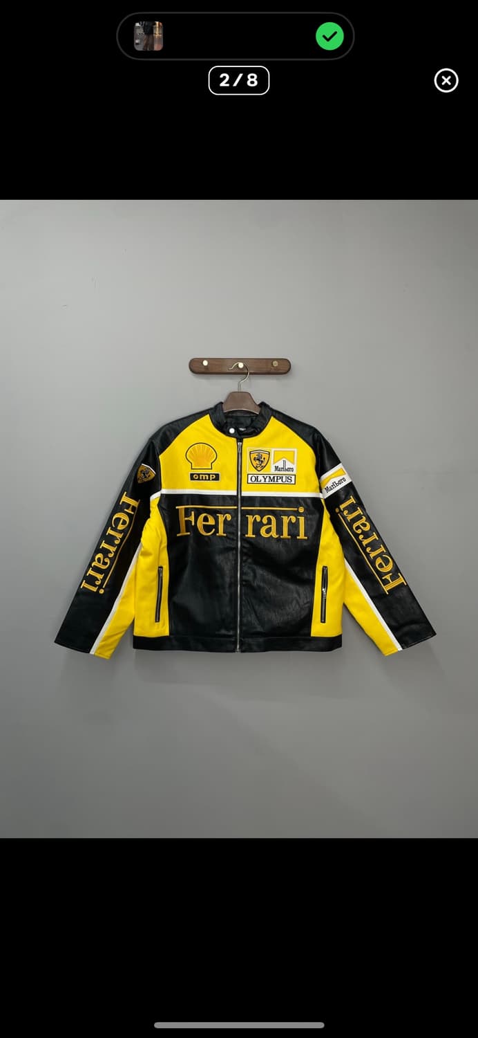 페라리 말보로 패치워크 옐로우 배색 레더 레이싱자켓 A3396 상품이미지2