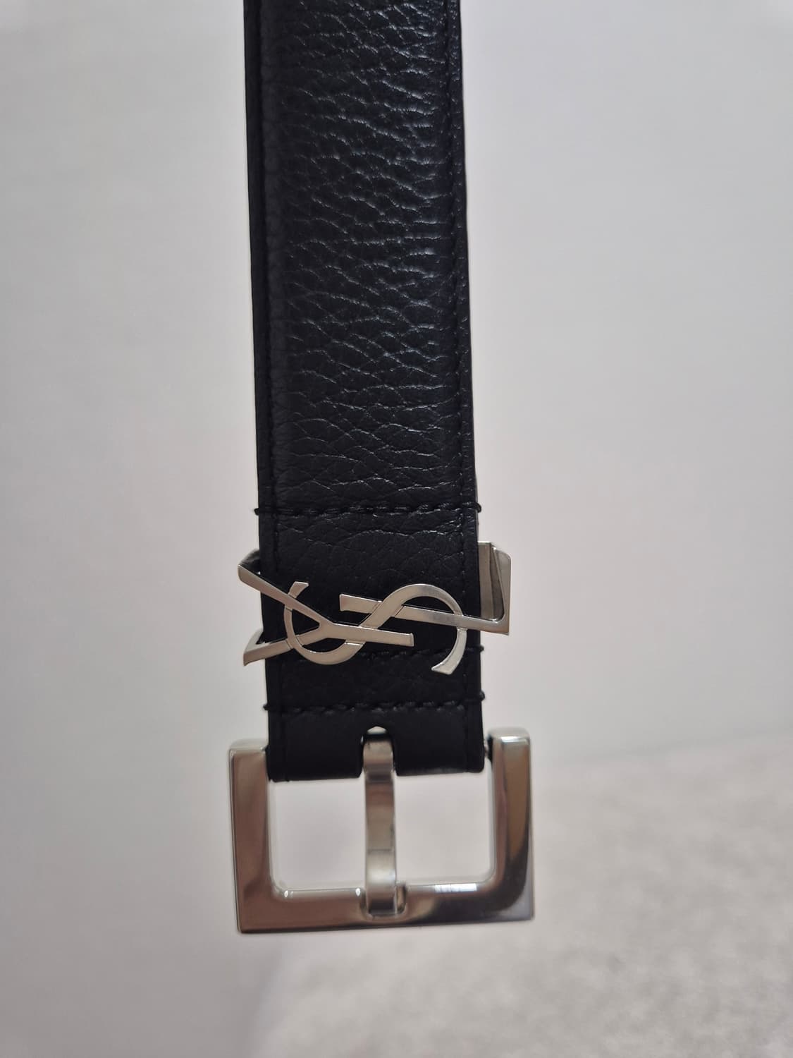 생로랑 레더 실버 모노그램 벨트 블랙 상품이미지4