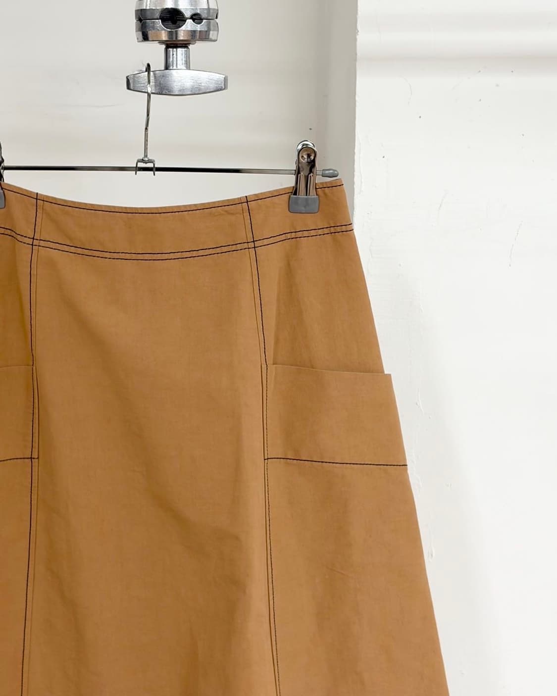 세드릭 샬리에 카멜 혼방 스티치 코튼 롱 스커트  상품이미지3