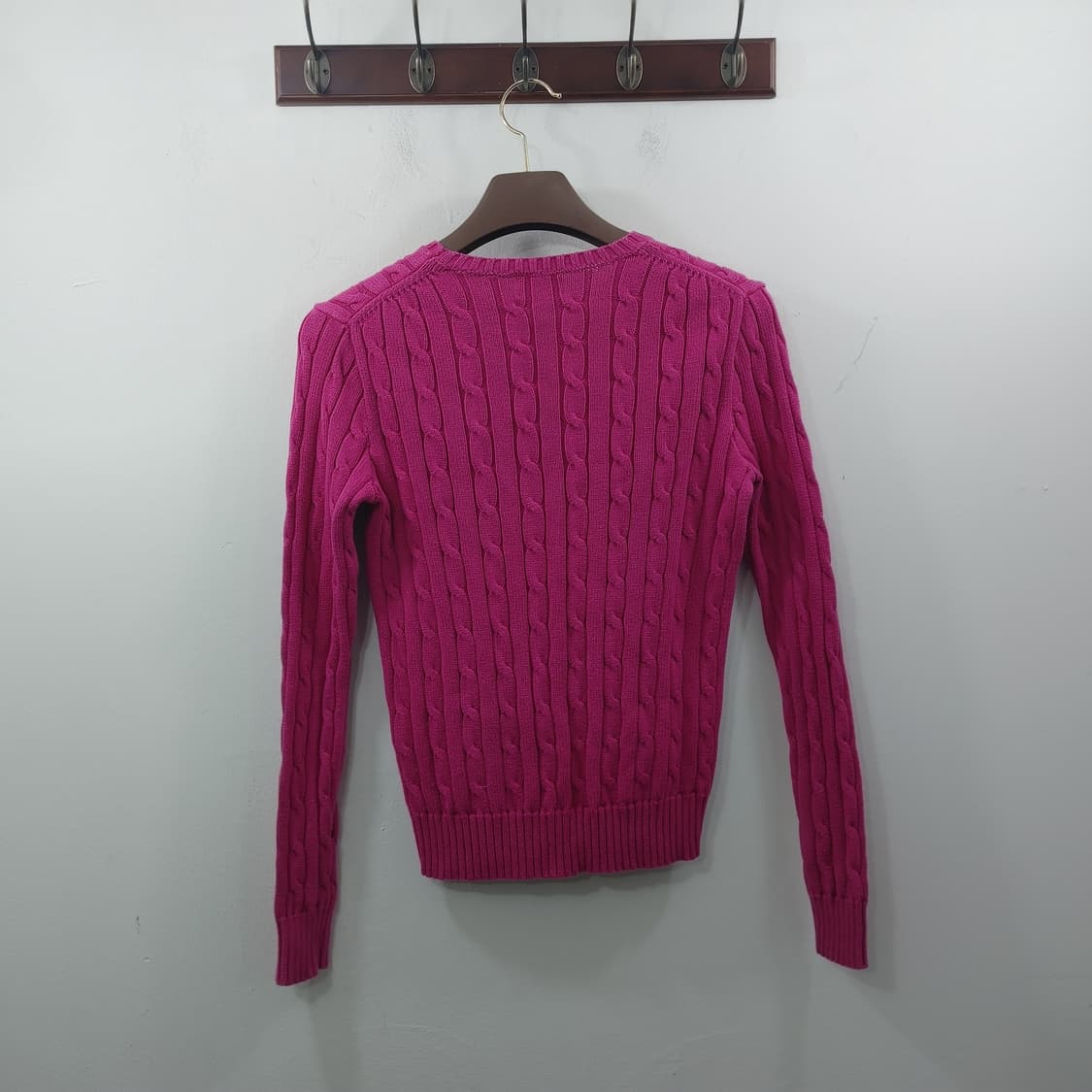 S 폴로랄프로렌 여성 핫핑크 꽈배기 데일리 니트 스웨터 상품이미지8