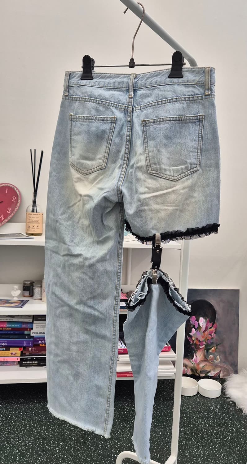 레이스 포인트 가터벨트 데님팬츠 상품이미지3