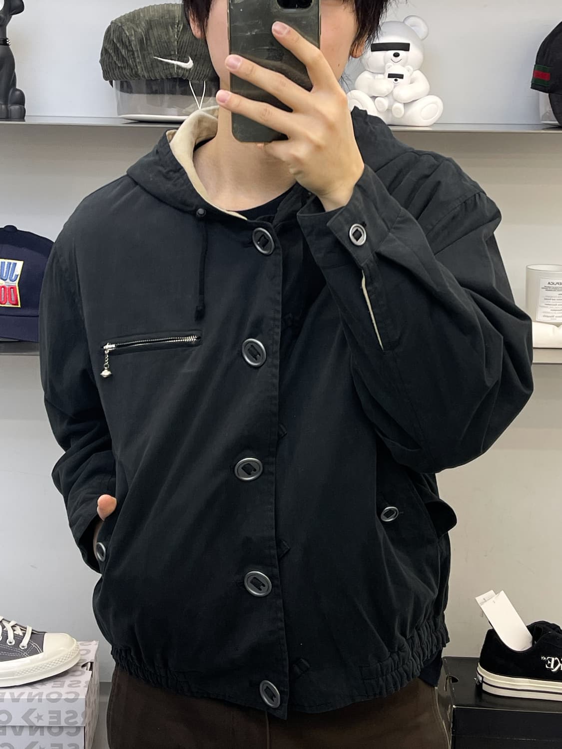 Super Hakka 90s 플리스라인 후드 버튼자켓 상품이미지2