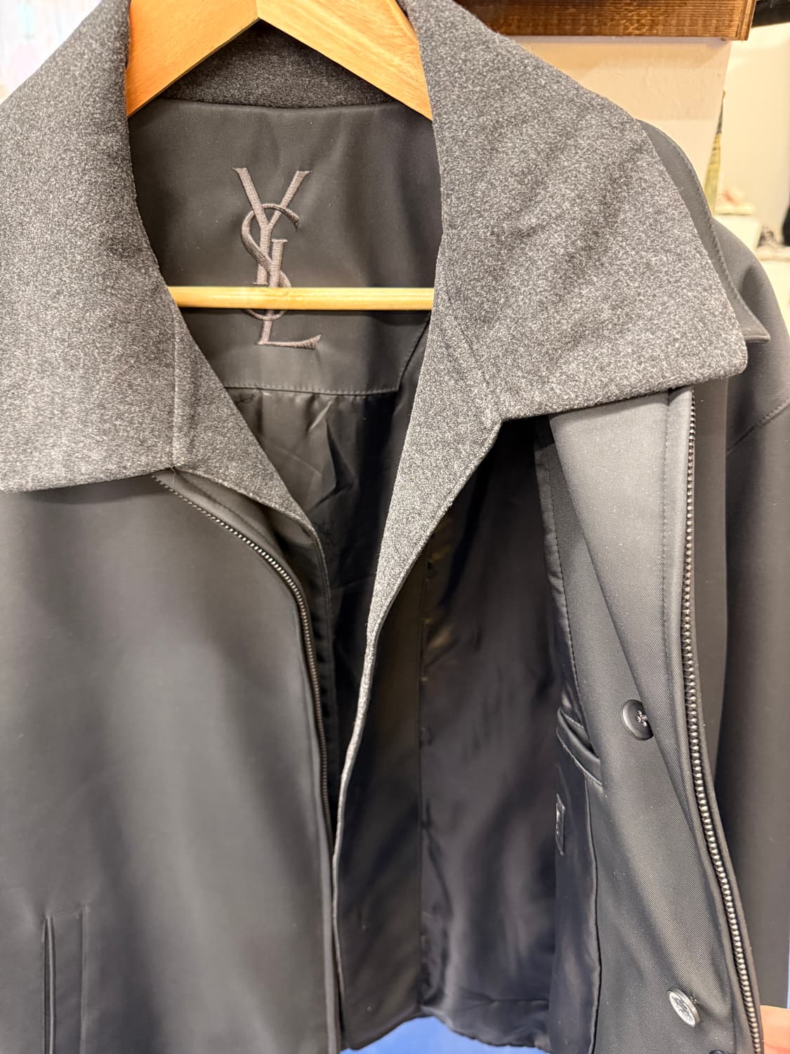 YSL 입생로랑 레이어드 블랙 폴리 자켓 상품이미지6