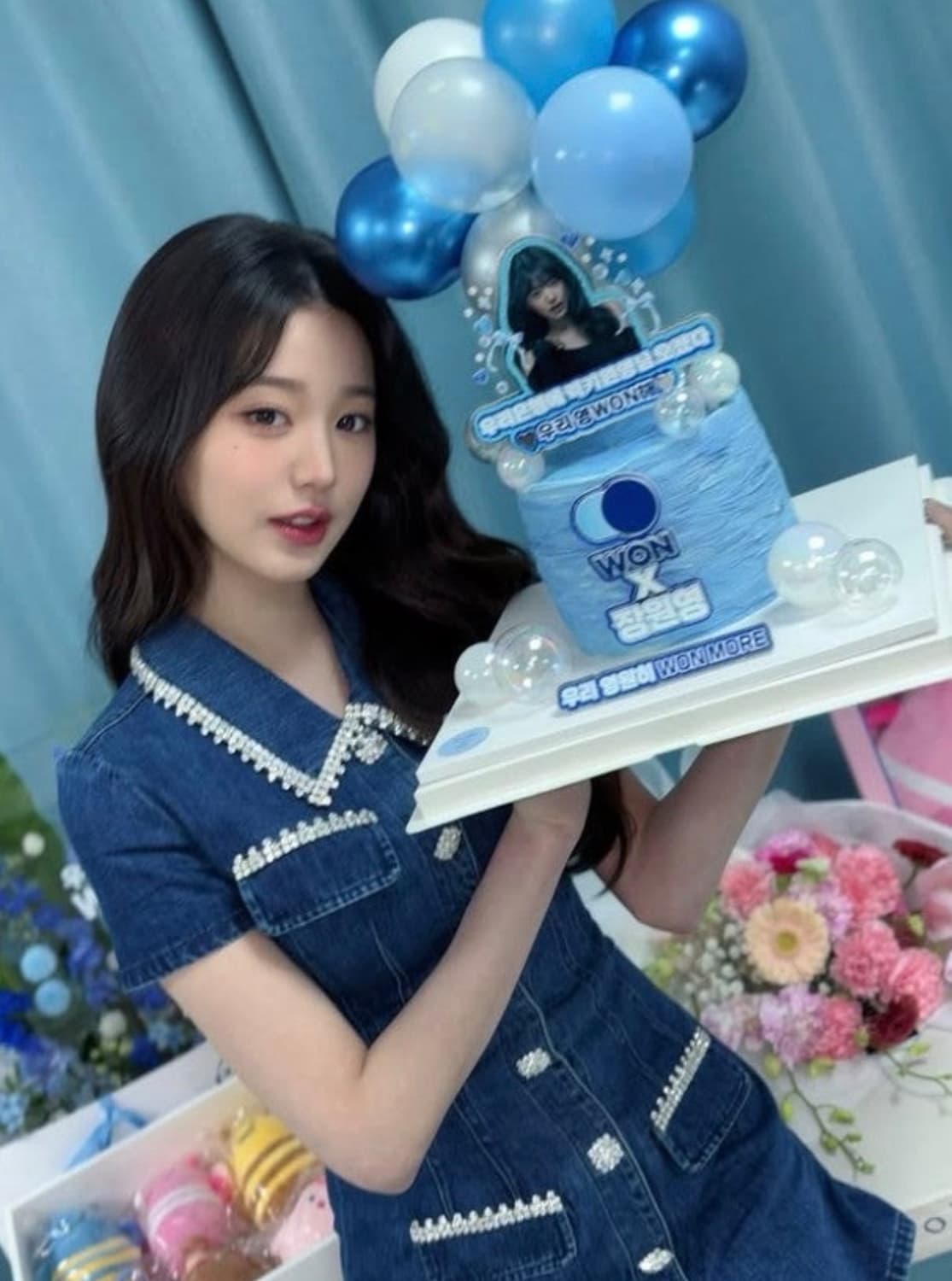 Self-portrait 셀프포트레이트 데님 미니원피스 (장원영 착용) 상품이미지1