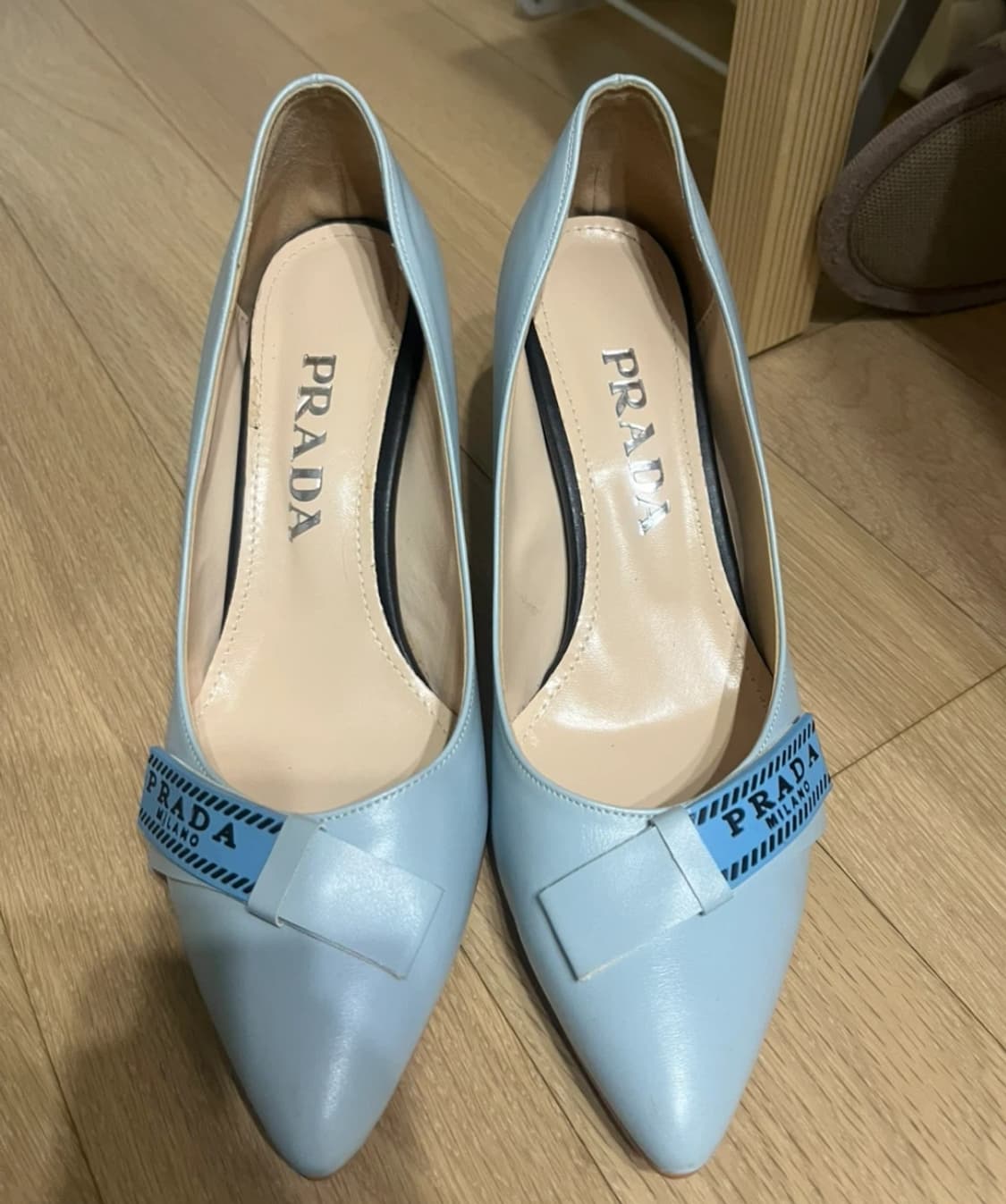 Prada 프라다 스카이블루 민트 리본 펌프스힐 240 상품이미지2