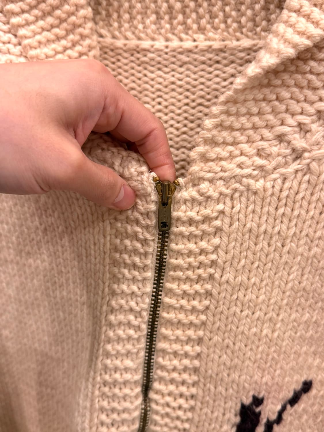 60-70s Vtg 빈티지 헤비울 Deer 코위찬 니트 집업 상품이미지3