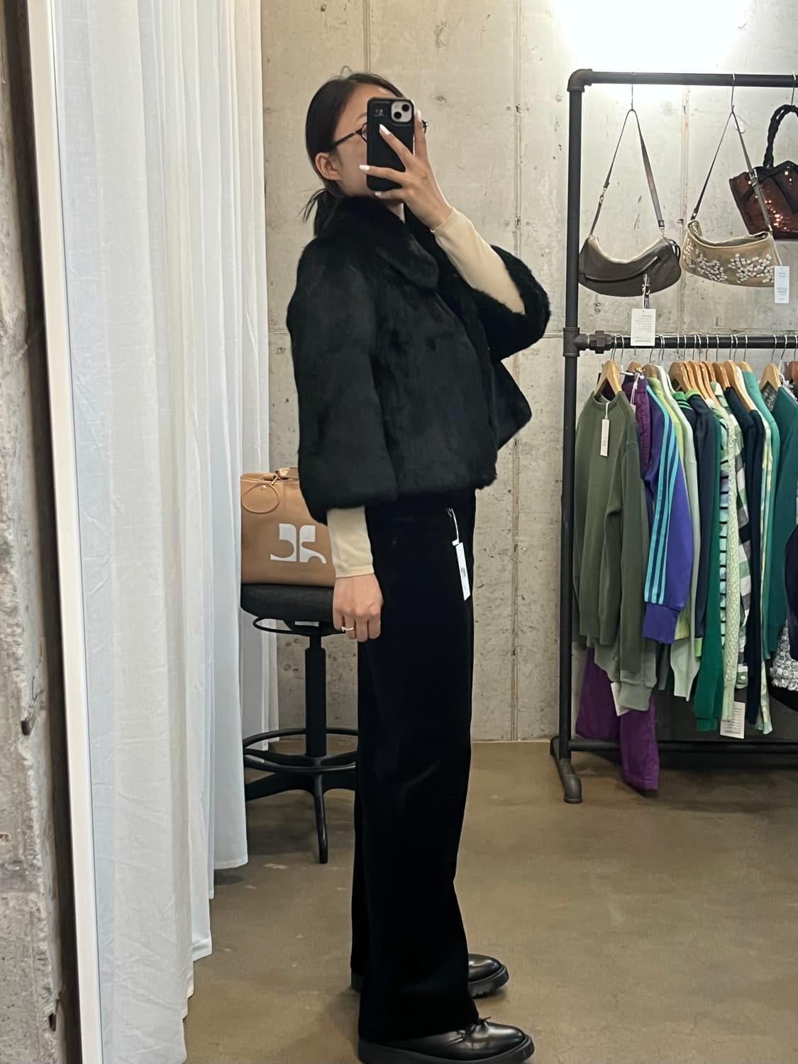 ELODIE NELSON 리얼 래빗 퍼 자켓 블랙 상품이미지3