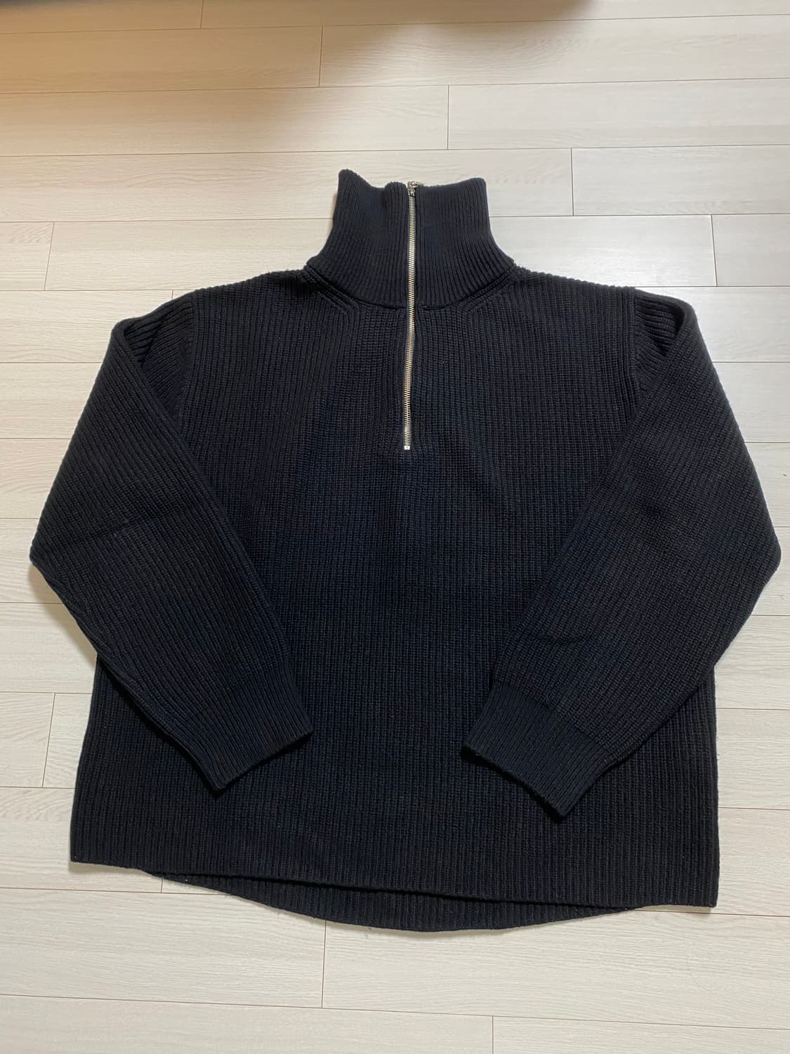 벨리에 하프집업 니트 블랙 L 상품이미지2