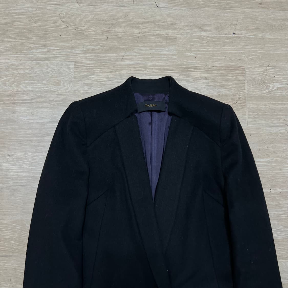 더아이잗 여성 모직 카라리스 싱글 브레스티드 롱코트 [블랙] XS/85 상품이미지2