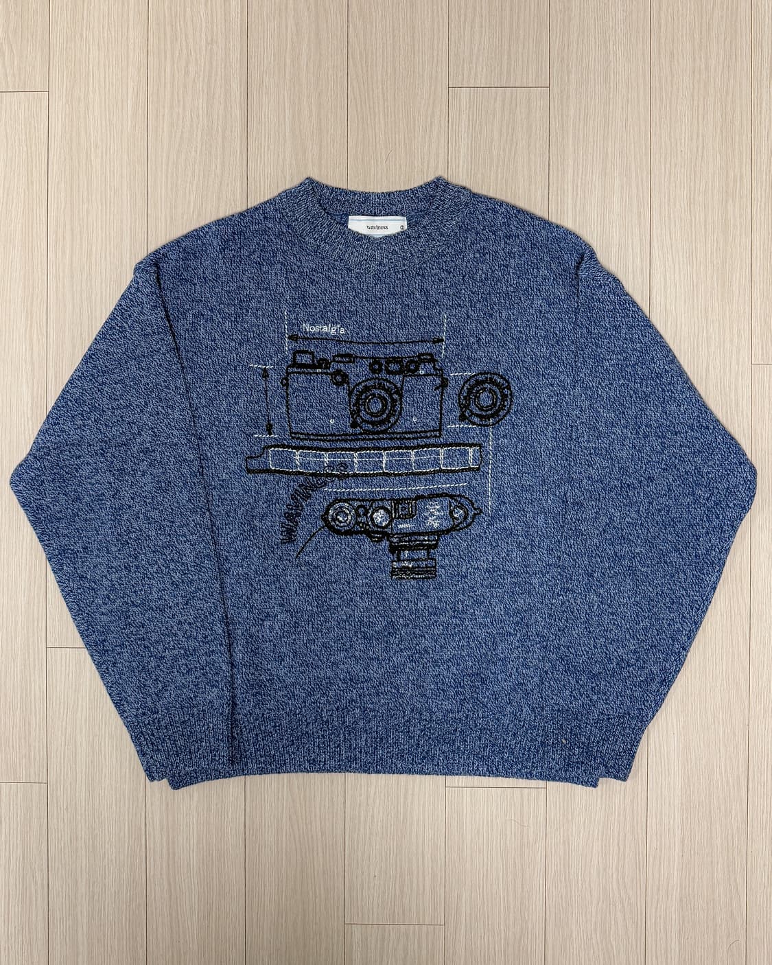 웨이비니스 노스텔지아 카메라 램스울 니트 웨이브 블루2 상품이미지2