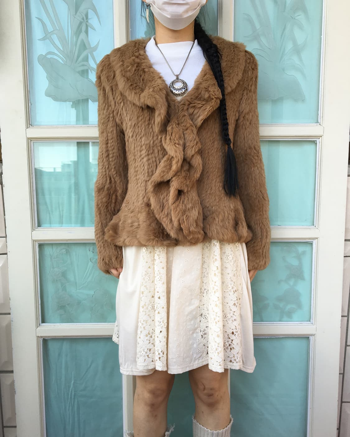 Rabbit fur ruffle point jacket 상품이미지1