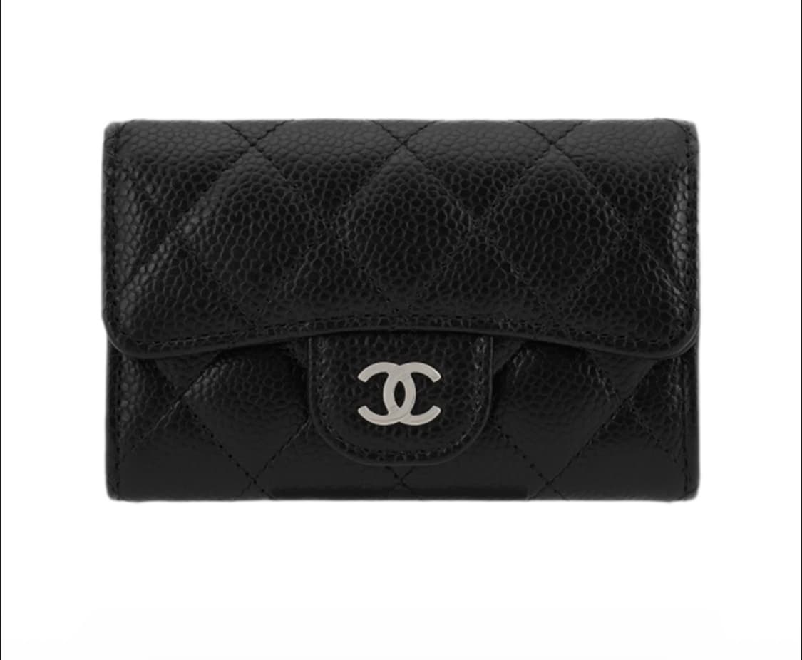 샤넬 클래식 카드 홀더 그레인드 카프스킨 & 실버 메탈 블랙 상품이미지1