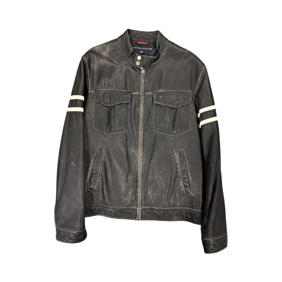 L) 타미힐피거 블랙 리얼레더 라이더 자켓 OJ-P-- 상품이미지1