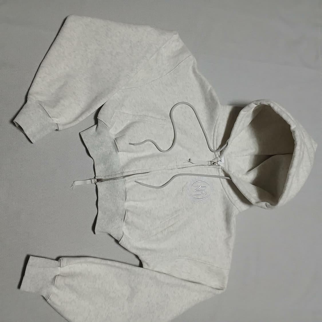 파르티멘토 로고 크롭 우먼 기모 맨투맨 멜란지 후드집업 상품이미지5