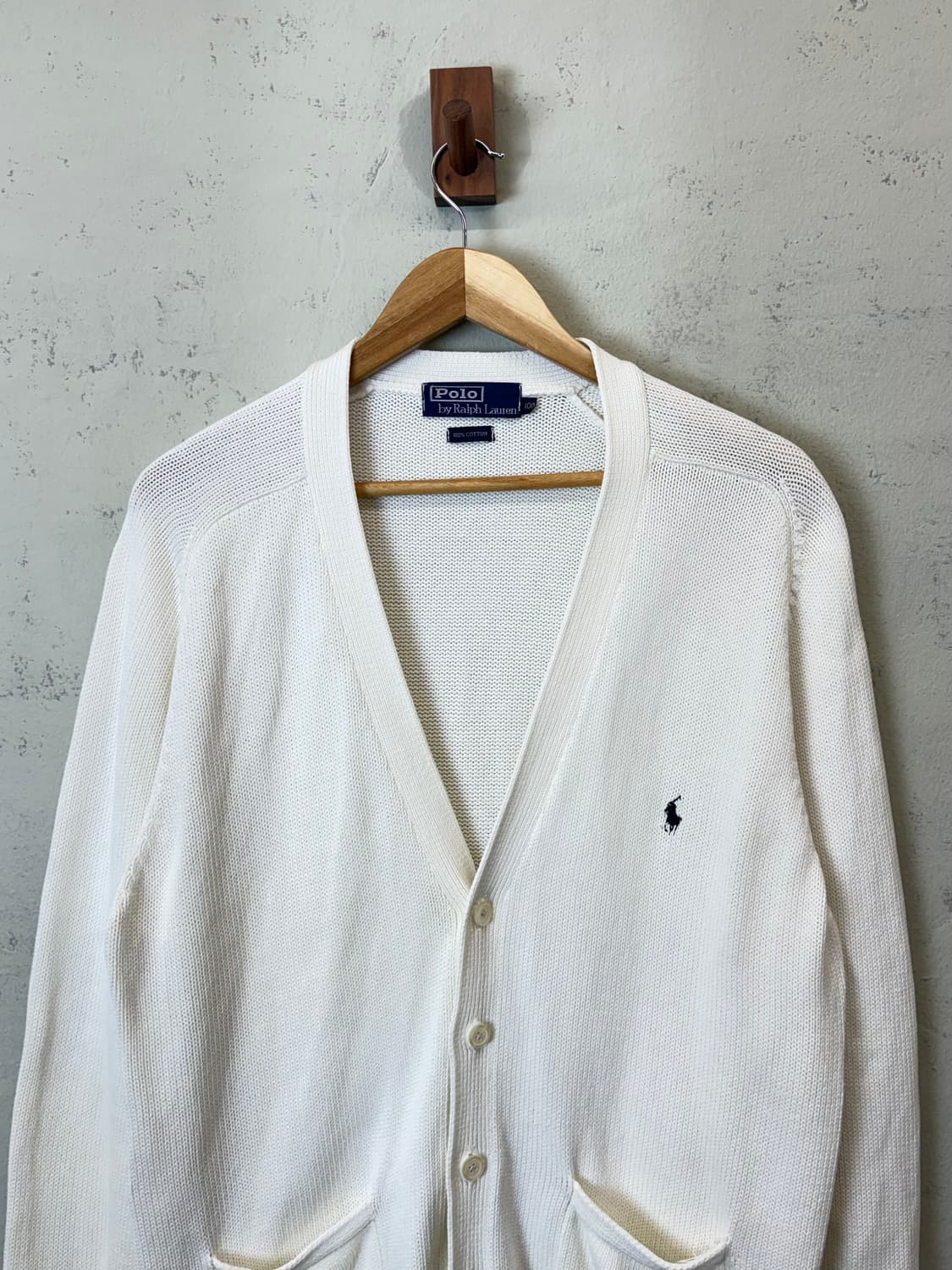 폴로랄프로렌 빈티지 코튼 브이넥 니트 가디건 화이트 상품이미지4