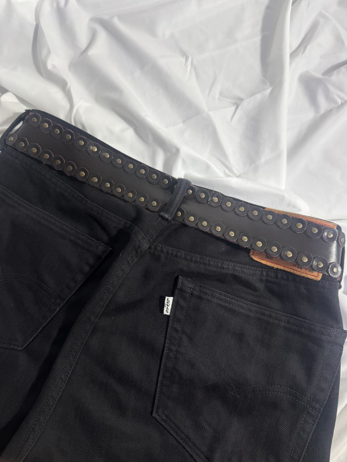 빈티지 스터드 레더 벨트 상품이미지3