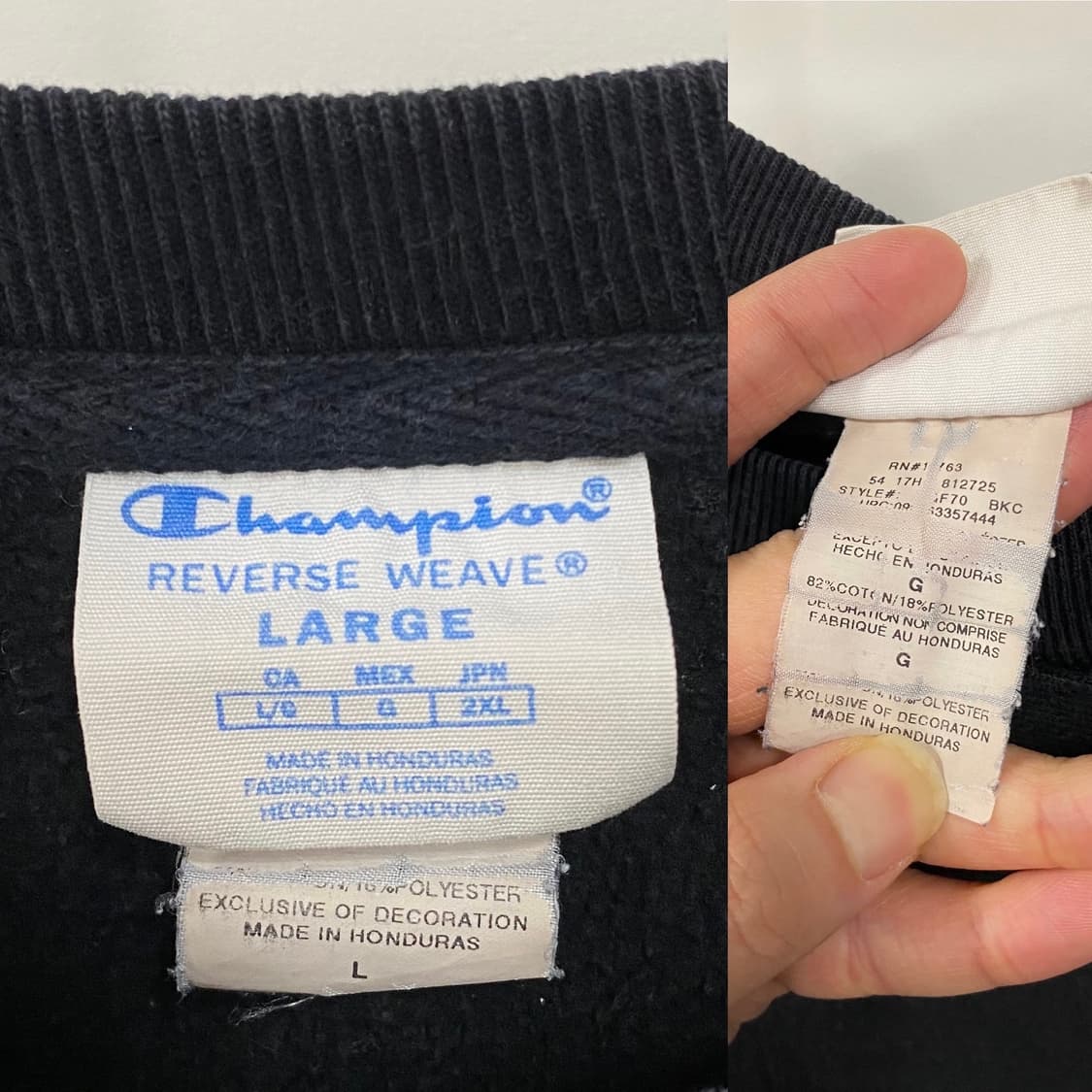 챔피온 리버스위브 기모 맨투맨 블랙 상품이미지5