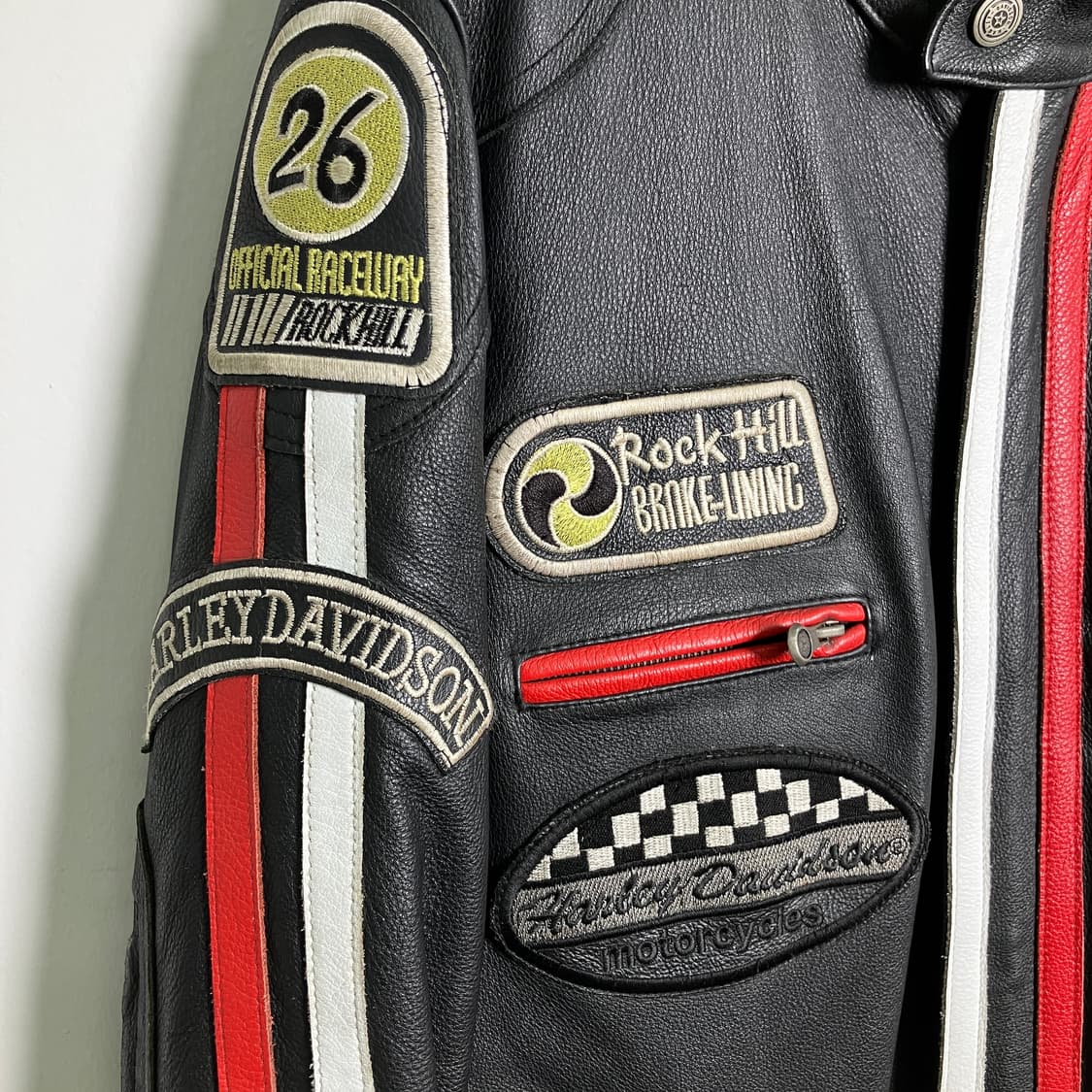 할리데이비슨 로고 패치 레더 바이커 자켓 3XL 상품이미지7