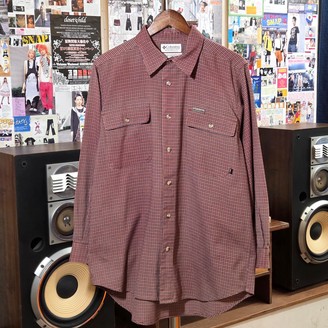 컬럼비아 레드 잔체크 아메카지 오버핏 셔츠 상품이미지2