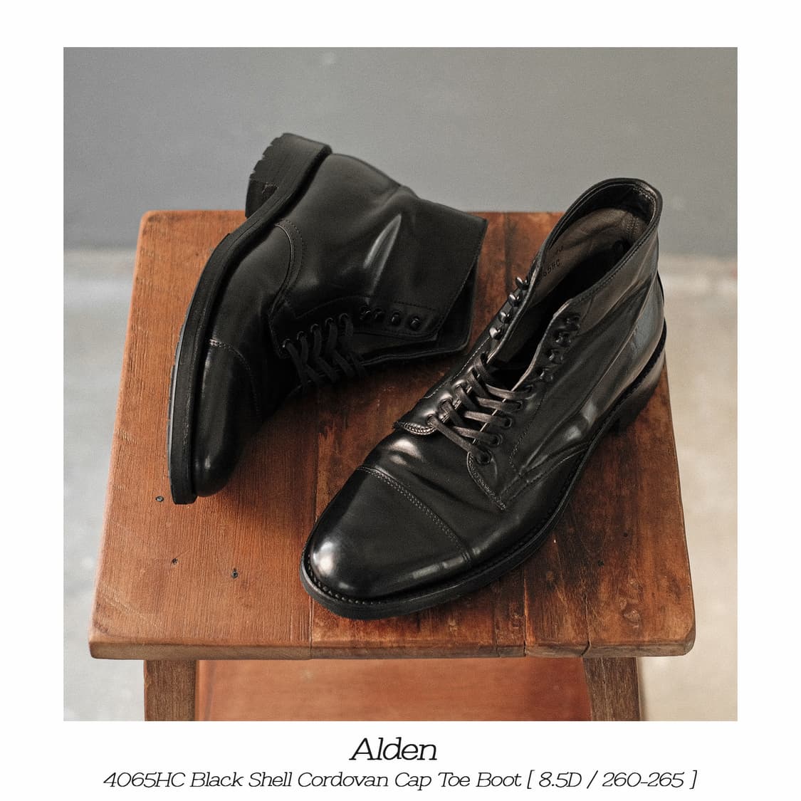 알든 4065HC 8.5D사이즈 블랙 코도반 캡토 부츠 상품이미지1
