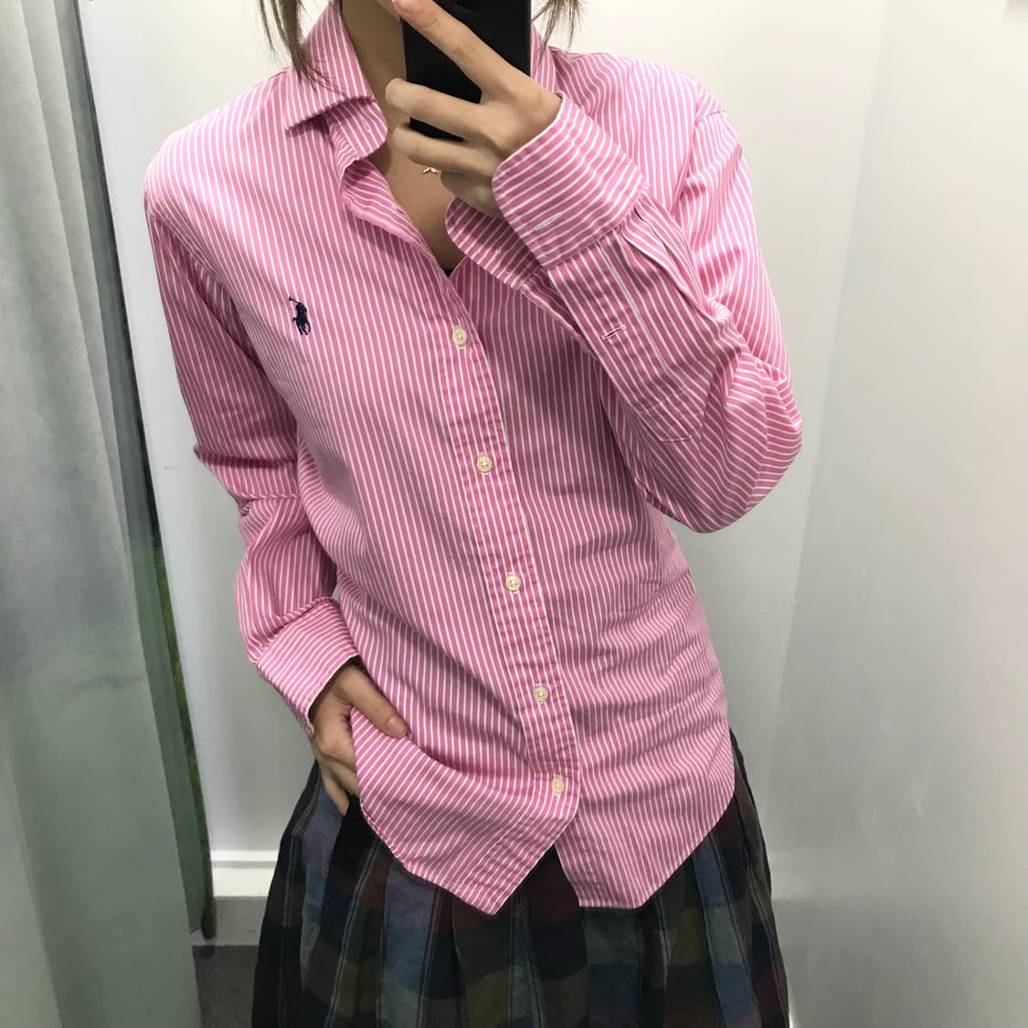 폴로 핑크 스트라이프 셔츠 상품이미지1